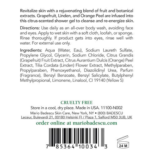 Mario Badescu Citrus Body Cleanser - Lightweight Shower Gel Soap with Grapefruit and Orange Peel Extracts - Fresh and Moisturizing Body Wash for Men and Women