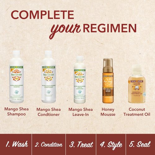 Creme of Nature Mango & Shea Butter Shampoo - Ultra-Moisturizing Hydrating Cleanser for Curly Hair | 12 oz