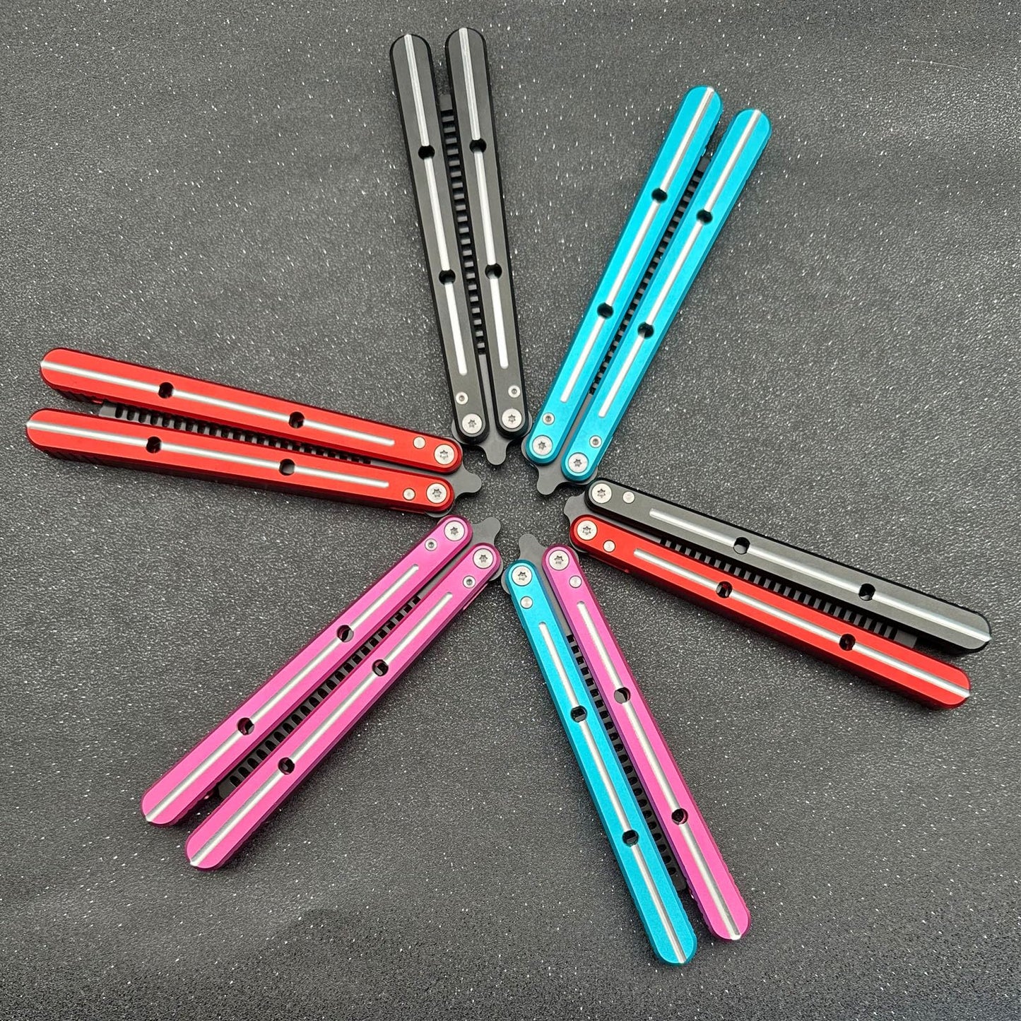 Colorful Butterfly Comb with Channel Aluminum Handles, Bearing Bushing Systerm, Zen Pins Designed, Gift for Boys,Men (Black+Red)
