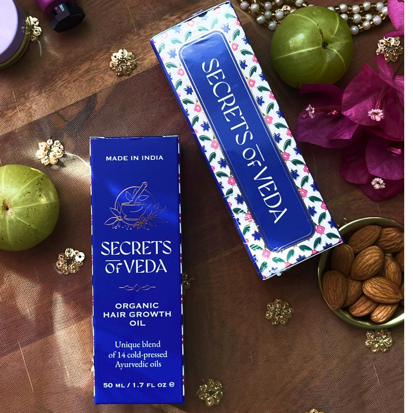 Indian Ayurveda Hair Growth Oil by Secrets of Veda | Rosemary, Amla, Ashwagandha, Castor | Strengthens Hair, Nourishes Split Ends & Dry Scalp