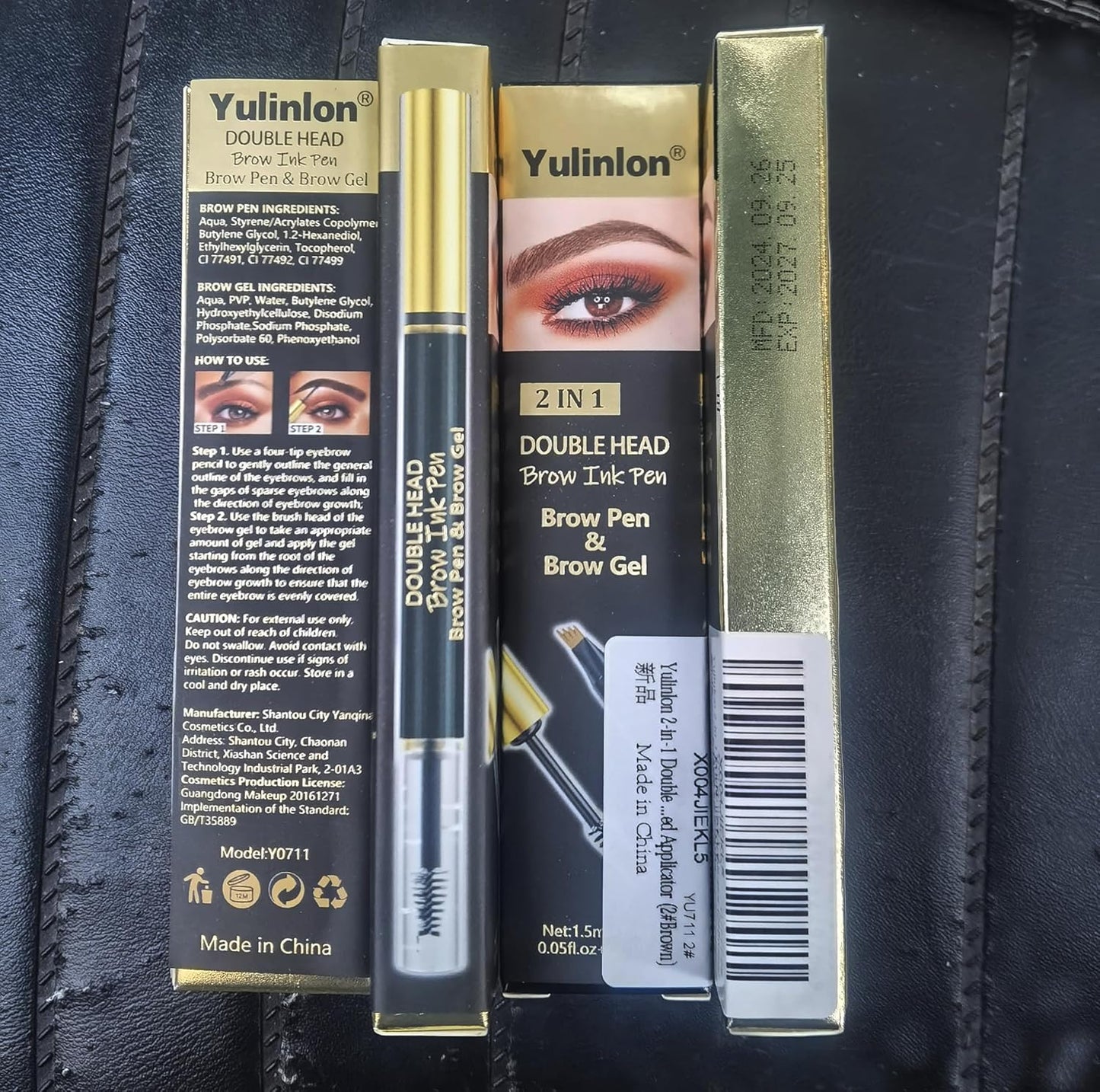 Yulinlon 2-in-1 Double Head Eyebrow Pen - Waterproof Brow Makeup with Dual-Ended Applicator | Dark Brown