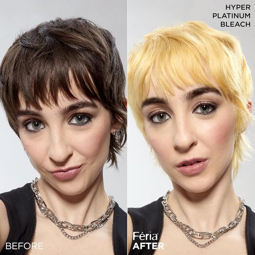 L'Oreal Paris Feria Hyper Platinum Hair Bleach - Lifts Up to 8 Levels with Anti-Brass Conditioner | 1 Kit