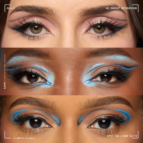 NYX PROFESSIONAL MAKEUP Epic Ink Glitz Liner - Waterproof Metallic Liquid Eyeliner, Denim Dazzle (Shimmer Deep Navy)