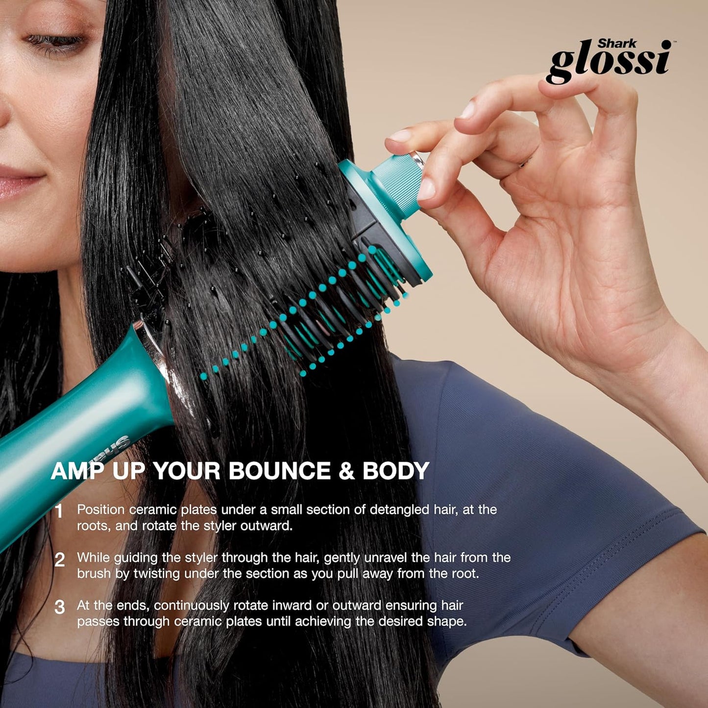 Shark Glossi 2-in-1 Hot Tool - Ultra-Fast Air Glosser for Glossy Blowouts | Jewel Teal, Heat-Controlled Ceramic