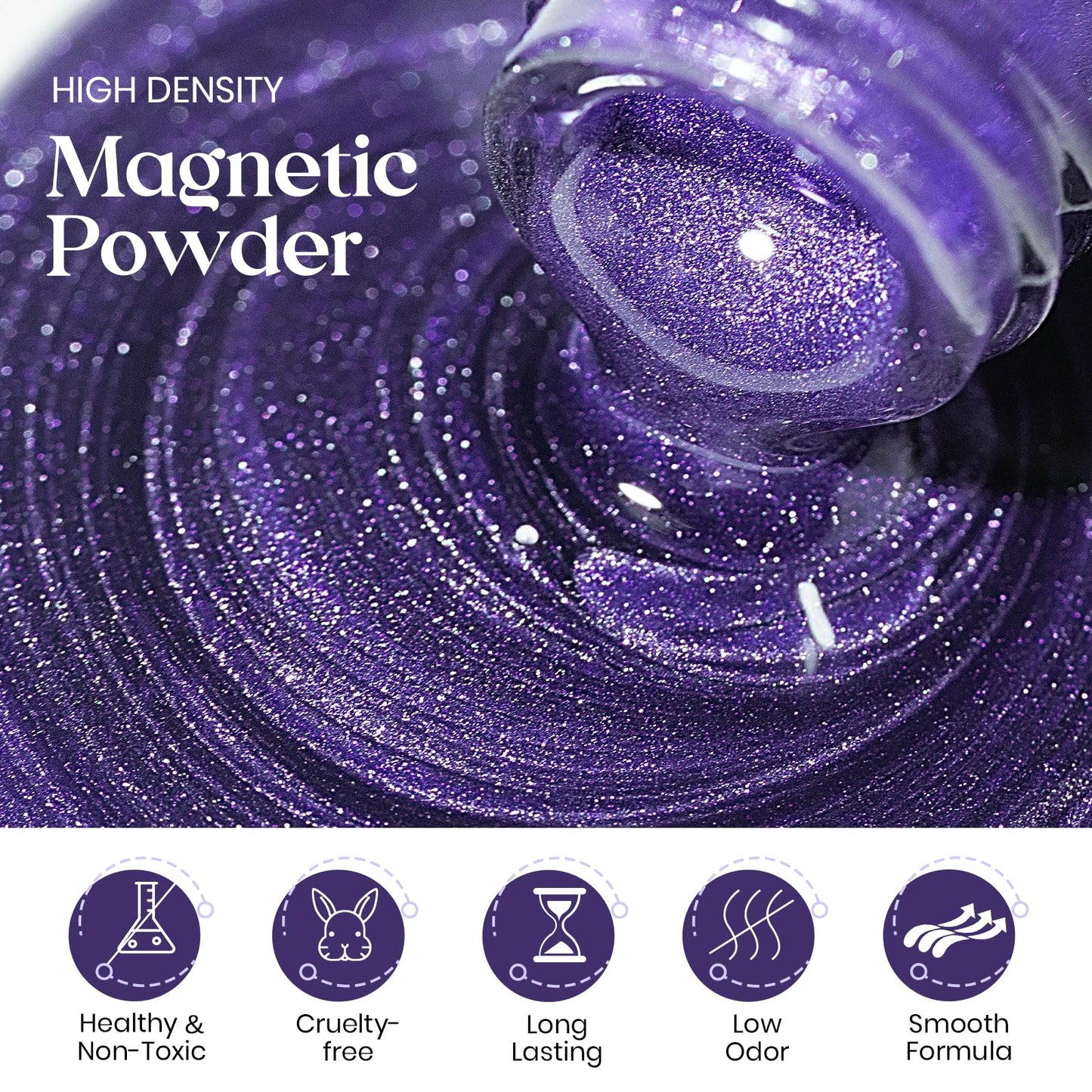 MIZHSE Cat Eye Gel Nail Polish: Purple Magnetic Gel Polish with Magnet Stick, Maillard Style Magic Effect Galaxy Shimmer Glitter Holographic Nail Gel Soak Off Nail Art Salon Manicure Home