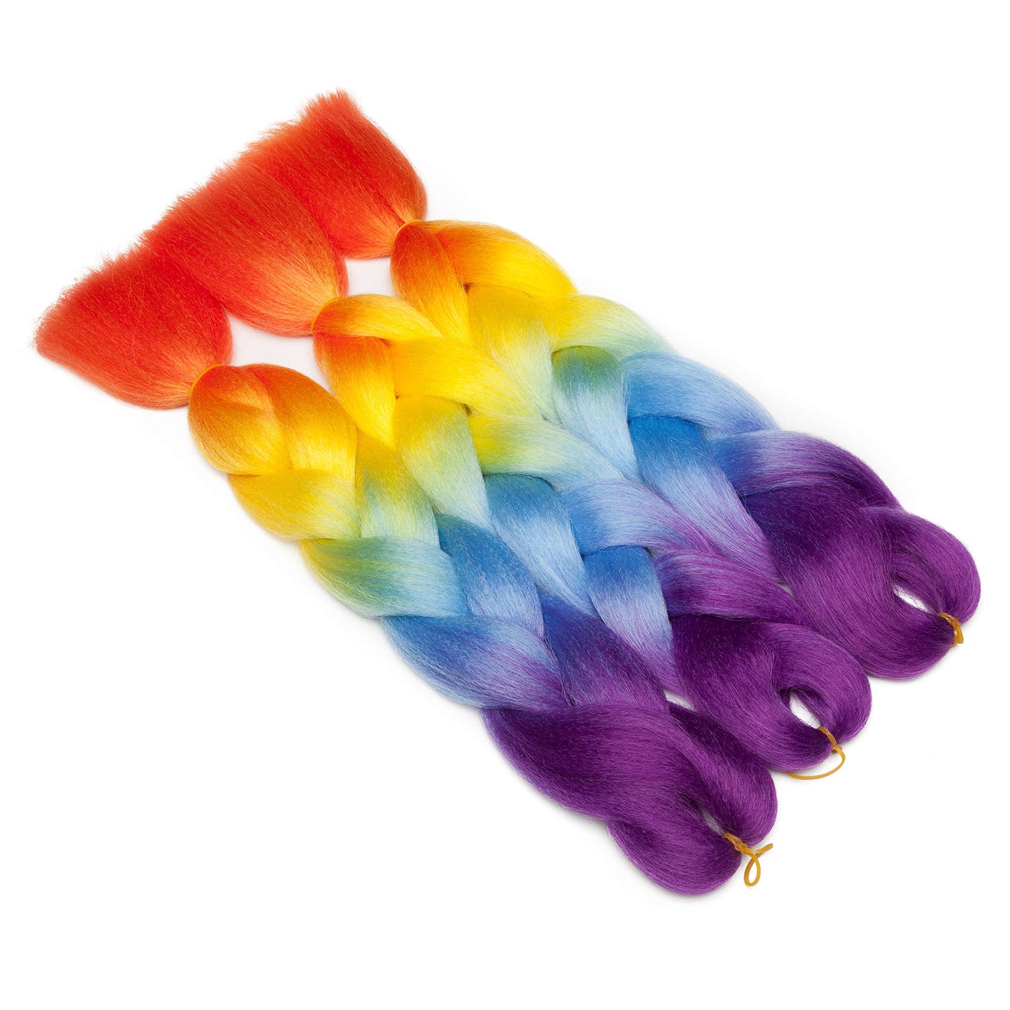 Benehair Rainbow Braiding Hair 3 Bundles/lot 24inch Jumbo Braiding Hair Extensions High Temperature Synthetic Braid Hair Braiding Hair Pre Stretched Ombre Braiding Hair (Purple+Blue+Yellow+Orange)