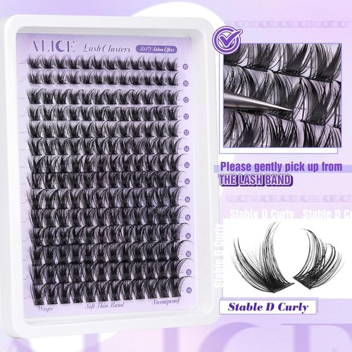 ALICE Lash Clusters - Wispy Eyelash Extensions for Natural Volume | 10-18mm, 168pcs, Soft Thin Band