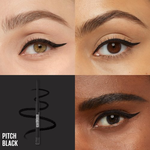 Maybelline Tattoo Studio Automatic Gel Pencil Waterproof Eyeliner, Blendable, Smudge Resistant, Matte Eyeliner For Up To 36HR Wear, Pitch Black (Smokey Black), Packaging May Vary