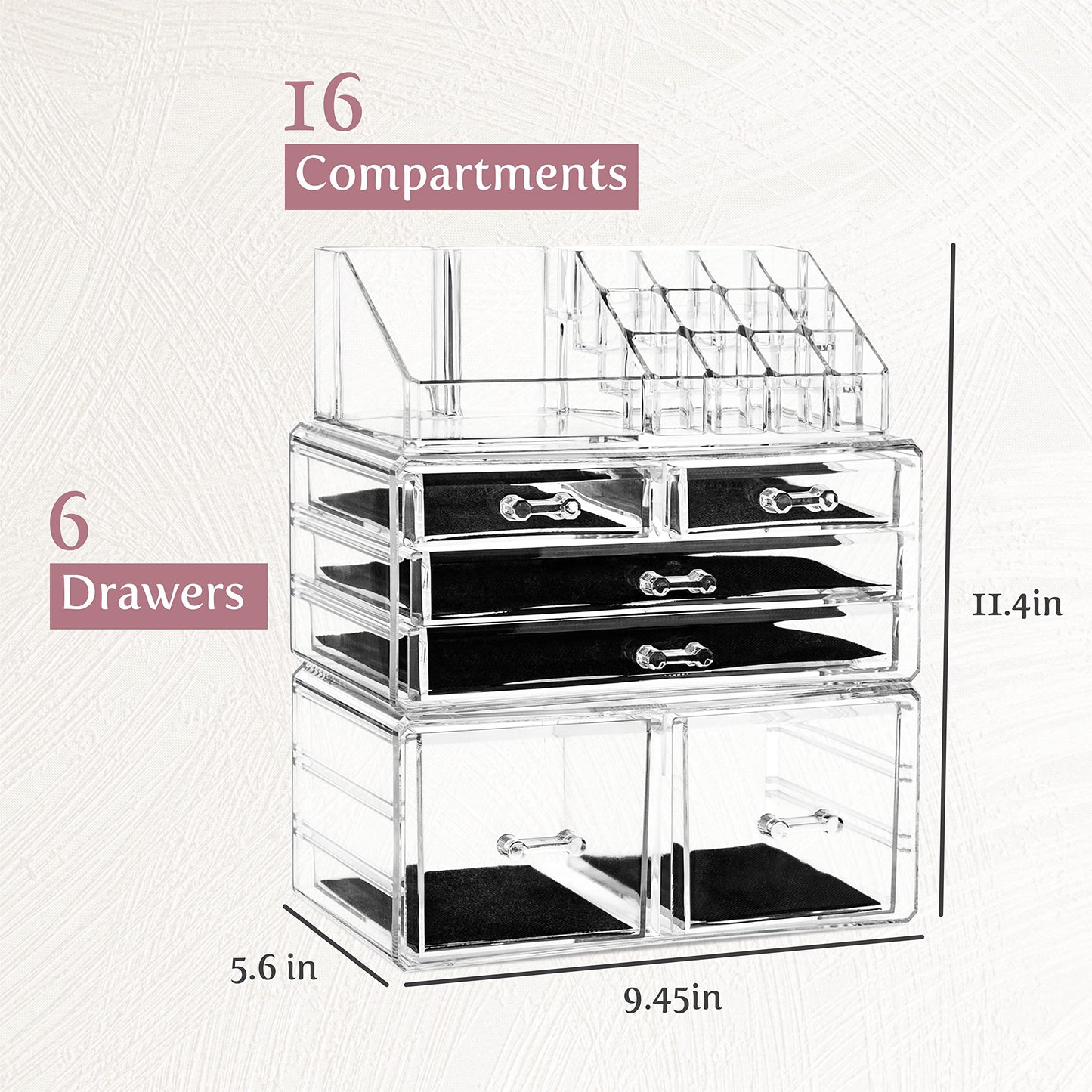 Masirs Clear Cosmetic Storage Organizer, Classy Design, Versatile, Simplifies Your Life