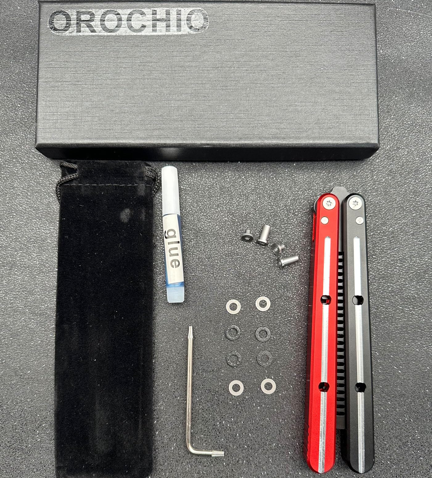 Colorful Butterfly Comb with Channel Aluminum Handles, Bearing Bushing Systerm, Zen Pins Designed, Gift for Boys,Men (Black+Red)