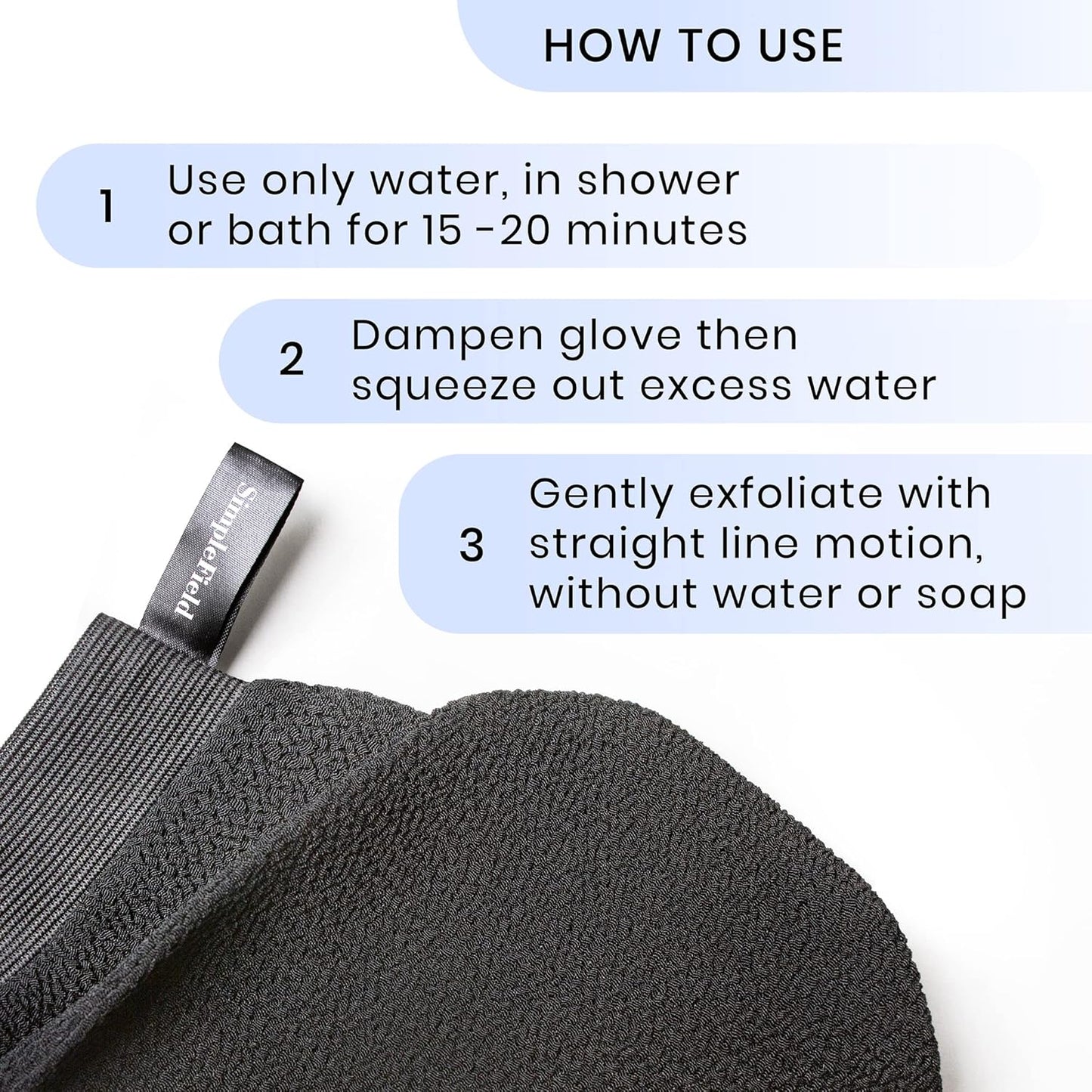 SimpleField Korean Exfoliating Mitt - 100% Viscose Deep Kessa Glove for Smooth Skin & Self-Tanning Removal | 1 Piece