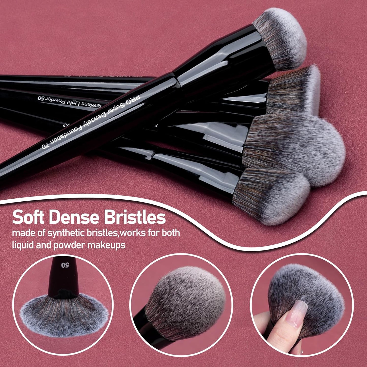 Bueart Design 32-Piece PRO Grade Makeup Brush Set - Ultra-Soft Synthetic Brushes with Large Holder | Classic Black