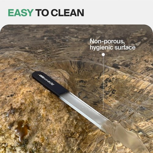 GERMANIKURE Glass Nail File - Professional Crystal Nail File in Suede Sleeve for Natural Nails | Perfect Manicure & Pedicure Tool