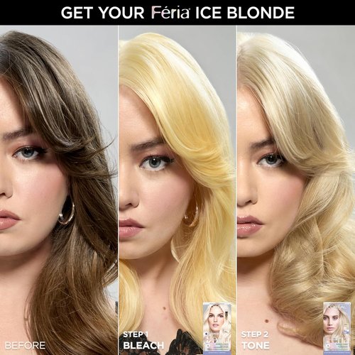 L’Oreal Paris Feria Hair Toner - Long-Lasting Anti-Brass Formula | Ammonia-Free Ice Blonde, 1 Application