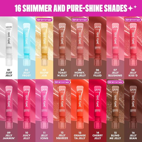 NYX PROFESSIONAL MAKEUP Jelly Job Lip Gloss - Full-Bodied, Smoothing Shine in Pale Pink