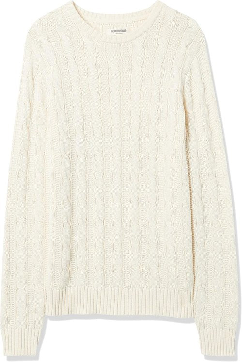 Goodthreads Men's Soft Cotton Cable Knit Crewneck Sweater - Comfortable & Stylish | Various Colors Available