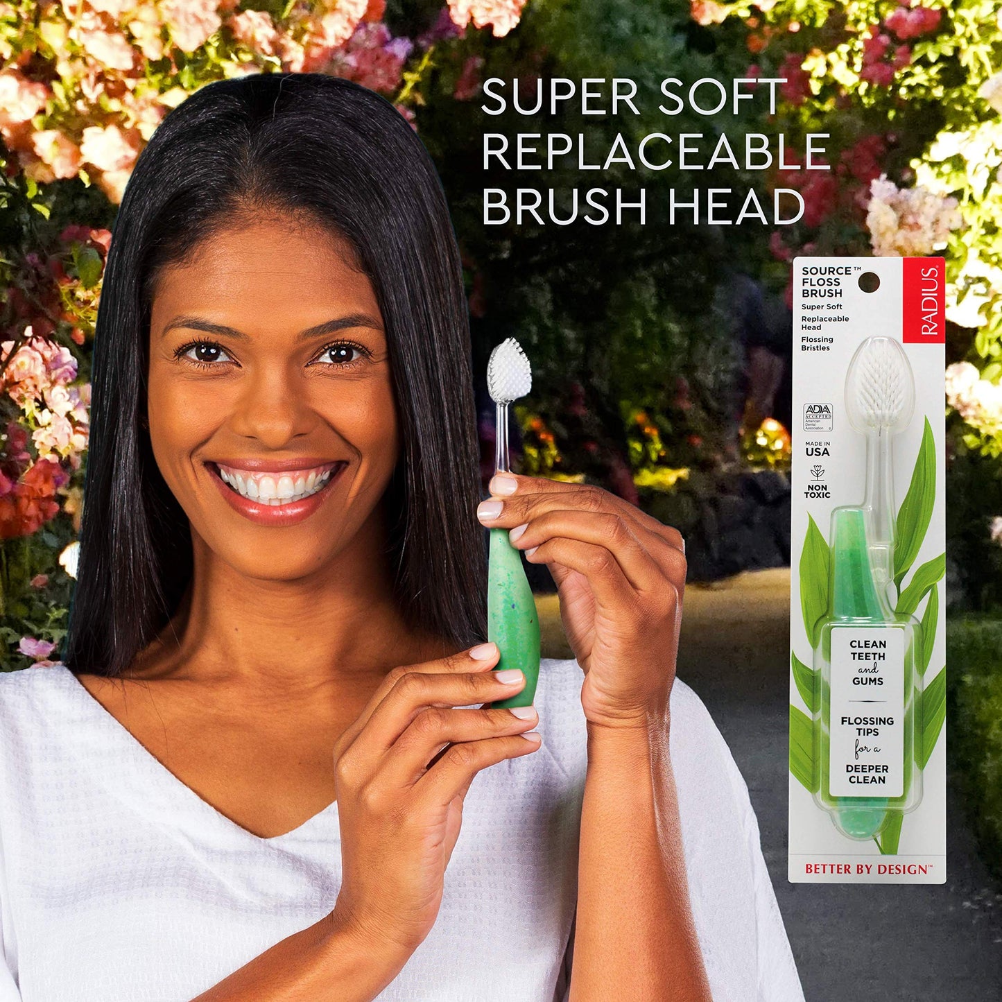 RADIUS Toothbrush Source Floss Brush BPA Free & ADA Accepted Improve Gum Health & Reduce Gum Issues - Super Soft - Money - Pack of 1