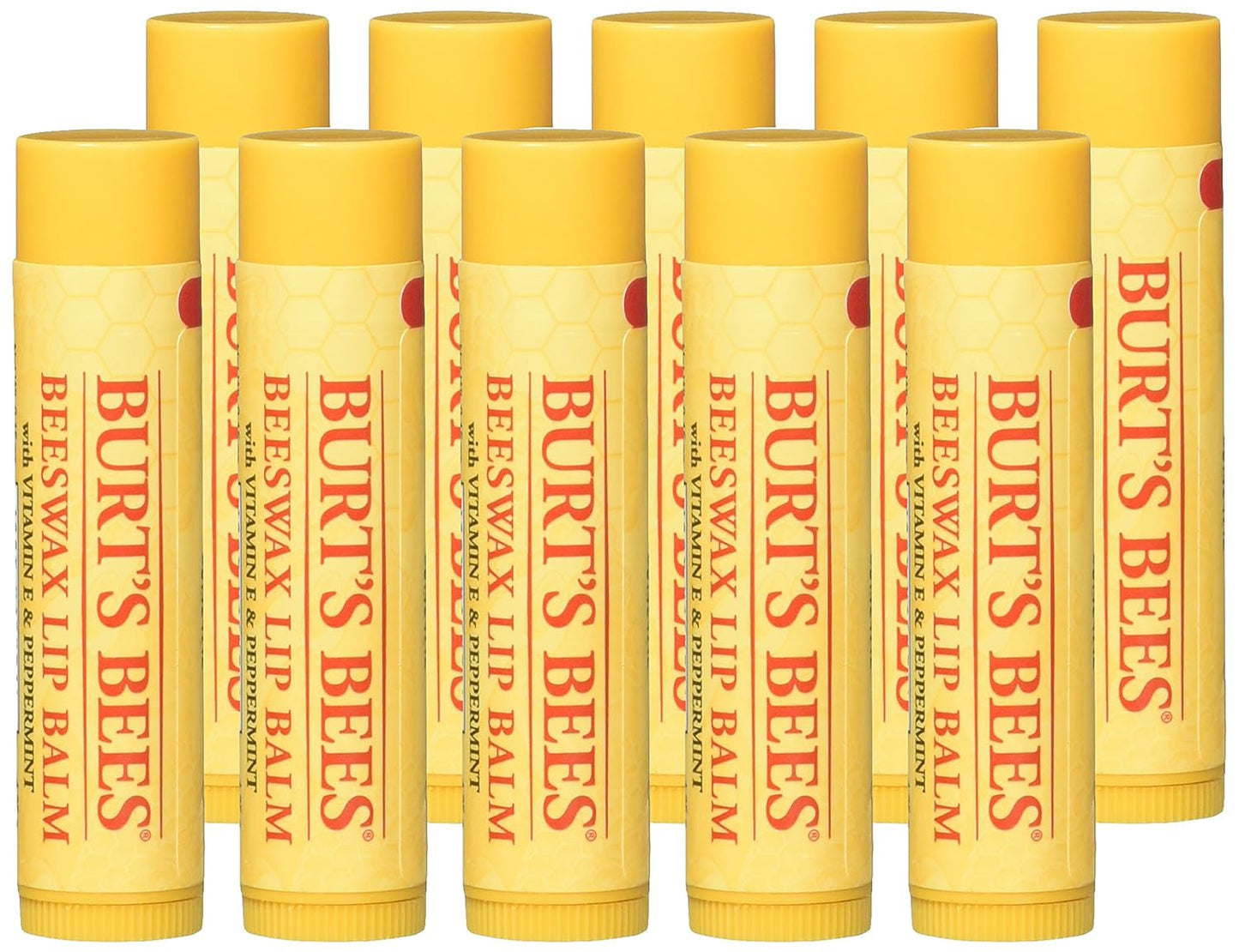 Burt's Bees Beeswax Lip Balm - Nourishing Vitamin E & Peppermint | 0.15 oz (Pack of 10)