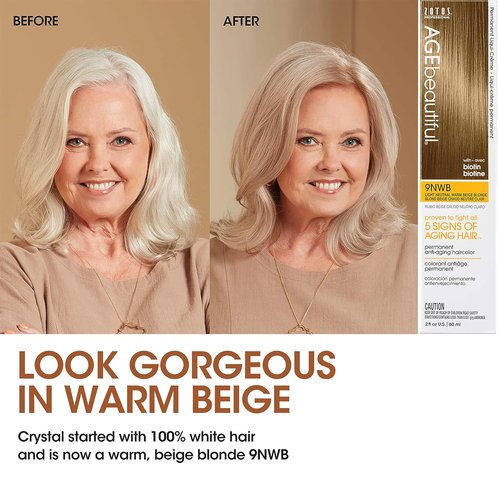 AGE Beautiful Permanent Hair Color Dye - 100% Gray Coverage | Anti-Aging Formula with Biotin for Thicker, Healthier Hair