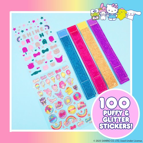 Hello Kitty® and Friends Sparkle Bracelets, Customize 4 Reversible Glitter Bracelets for Kids with Puffy Stickers, Kawaii Jewelry Craft, Cute Girls' Jewelry Kit, DIY Accessories Gift Ages 3+