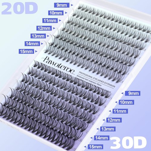 Pawotence Lash Extension Kit - 280pcs Individual Lash Clusters for DIY Beauty | 20D & 30D, 9-15mm