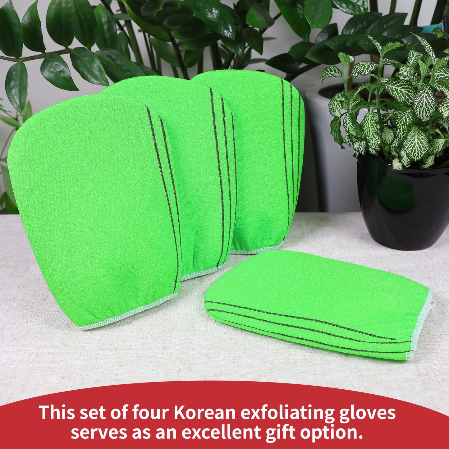 etreetowel Korean Asian Exfoliating Bath Washcloths Mitt Scrub for Body washcloth Glove Premium Viscose Rayon Towel Korea Made(4 pcs of Glove Exfoliating Mitts)