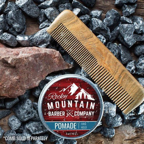 Rocky Mountain Barber Company Pomade for Men - Strong Hold Classic Styling Product | 5 oz Tub for High Shine & Easy Wash Out
