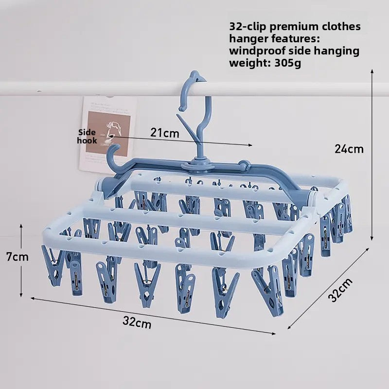 Windproof Clothes Drying Rack with Plastic Clips