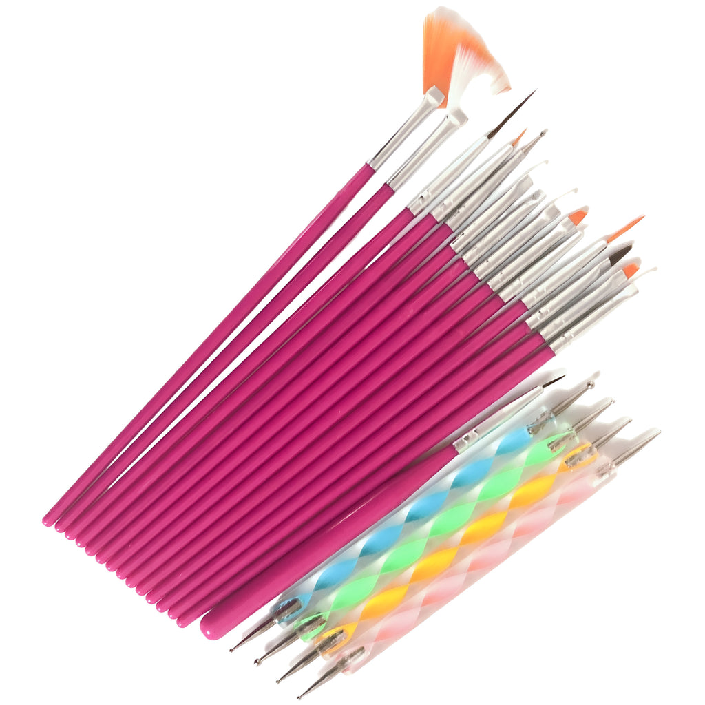 20-Piece Nail Art Brush and Dotting Tools Set for Professional & DIY Designs