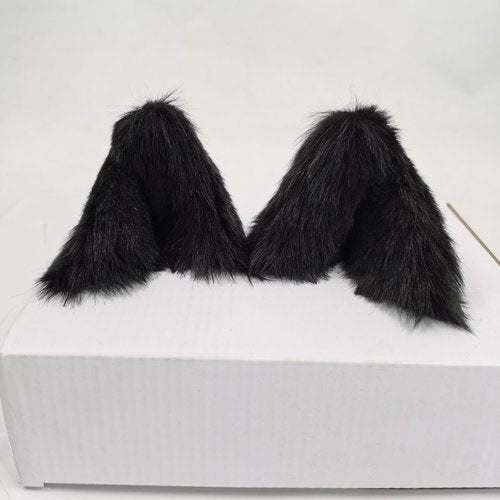 Plush Cat Ear Helmet Decorations - Removable Faux Fur Ears for Motorcycle Helmets
