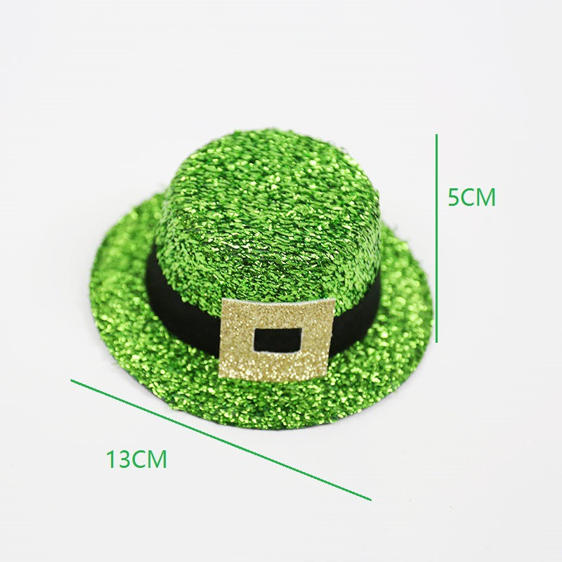 St. Patrick's Day Mini Clover Hat Hair Clip - Festive Irish Green Hairpin