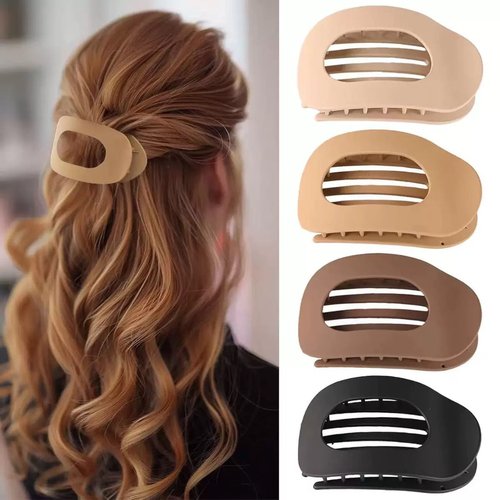 Matte Geometric Hair Claw Clip - 9.5cm Large Non-Slip Oval Resin Hairpin