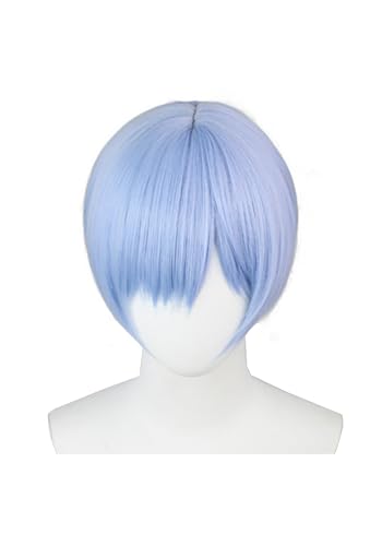 C-ZOFEK Short Blue Cosplay Wig with Bangs for Halloween Costume Party (Blue)