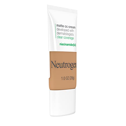 Neutrogena Clear Coverage Flawless Matte CC Cream, Full-Coverage Color Correcting Cream Face Makeup with Niacinamide (b3), Hypoallergenic, Oil Free &-Fragrance Free, Butterscotch, 1 oz