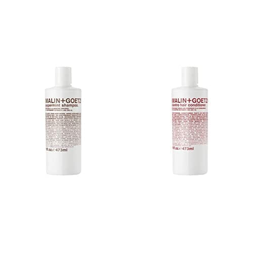 Malin + Goetz Peppermint Shampoo & Cilantro Conditioner Bundle - 16oz Each for Refreshing Cleanse
