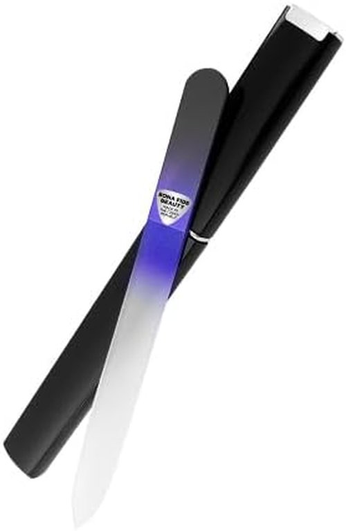 Bona Fide Beauty Glass Nail File - Durable Manicure Tool with Hardcase | Black Cobalt, 1 Piece