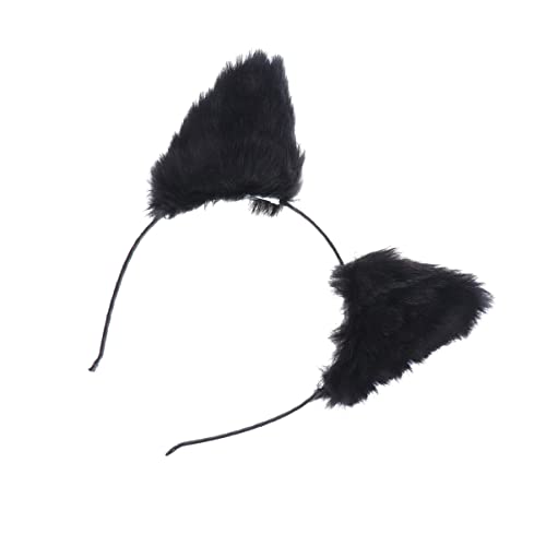 PartyKindom White Head Band Black Bandana Headband Black Outfit Toddler Clothes Party Headband Cute Plush Party Hair Hoop Cat Headband Furry Ear Wolf Ears Props Animal Cat Fox Girl Child Bulk