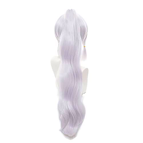 MoeLoli Kamisato Ayaka Cosplay wig for Genshin Impact Cosplay Wig Light Purple Pink Ponytail Bangs Wigs Costume Hair Wig for Halloween Party (Kamisato Ayaka)