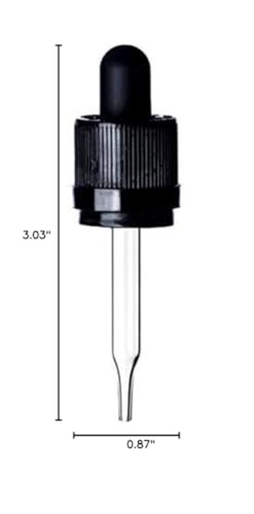 1 oz Black Square Glass Bottle UV Resistant with Temper Evident Eye Dropper (6 Pack), UV Safe Bottles for Essential Oils and Aromatherapy