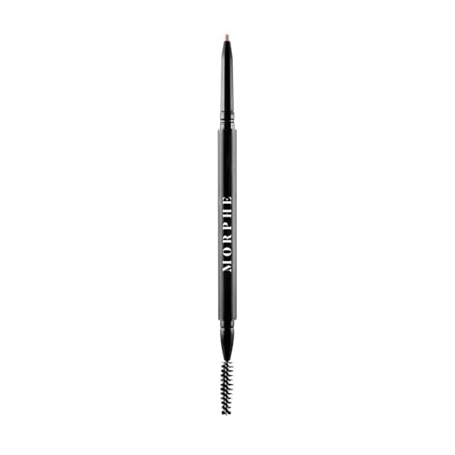 Morphe Micro Dual Eyebrow Pencil - Dual-Ended Brow Pencil Featuring a Retractable, Ultra-Precise, Pointed Tip - Richly Pigmented, Smooth-Gliding, Long-Lasting Wax Formula - Almond (0.003 oz)