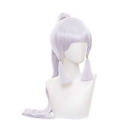 MoeLoli Kamisato Ayaka Cosplay wig for Genshin Impact Cosplay Wig Light Purple Pink Ponytail Bangs Wigs Costume Hair Wig for Halloween Party (Kamisato Ayaka)