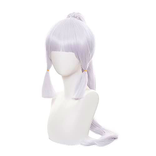 MoeLoli Kamisato Ayaka Cosplay wig for Genshin Impact Cosplay Wig Light Purple Pink Ponytail Bangs Wigs Costume Hair Wig for Halloween Party (Kamisato Ayaka)