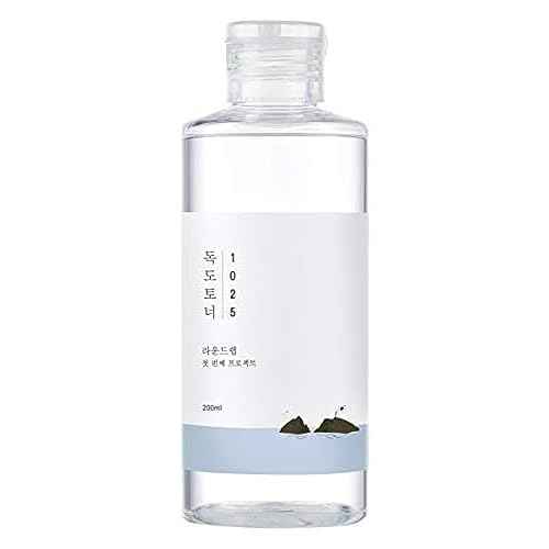 ROUND LAB 1025 Dokdo Toner 6.76 Fl Oz, Oil Control and Reduces Excess Sebum, Gentle Exfoliating Facial Toner, Deep Sea Water for Moisturization, Soft Finish Without Stickiness, Korean Skin Care
