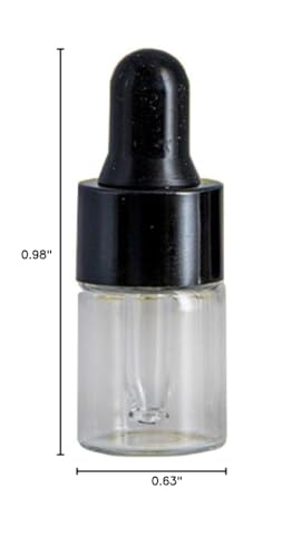 Wresty 2ml(5/8 Dram) Small Mini 15 Pcs Clear Glass Dropper Bottles Essential Oil Vials Travel Refillable DIY Cosmetic Sample Container Liquid Perfume Eye Droppers Bottle (black cap)
