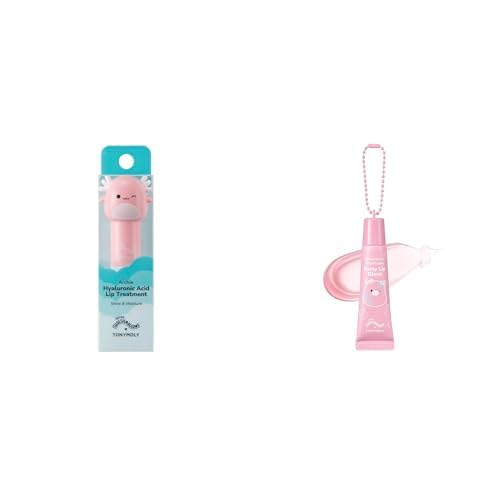 TONYMOLY x Squishmallow Archie Hyaluronic Acid Hydrating Lip Treatment Stick + TONYMOLY x Squishmallows Patty Keychain Strawberry Shortcake Lip Gloss Bundle - Tinted Pink, 11ml