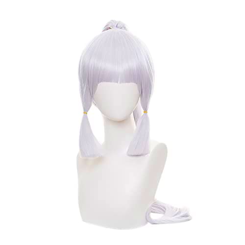 MoeLoli Kamisato Ayaka Cosplay wig for Genshin Impact Cosplay Wig Light Purple Pink Ponytail Bangs Wigs Costume Hair Wig for Halloween Party (Kamisato Ayaka)