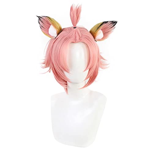 Anime Wig Genshin Impact Diona Yellow pink short hair with Free Wig Cap for Comic Con, Cosplay show, Halloween