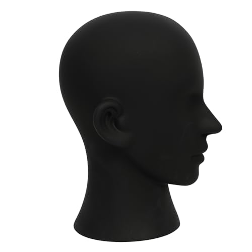 YYQXZG Male Mannequin Head Black Professional Mannequin Head PVC Mannequin Head Display for Glasses,Hat,Game Console,Wigs,Headphone (Matte black)