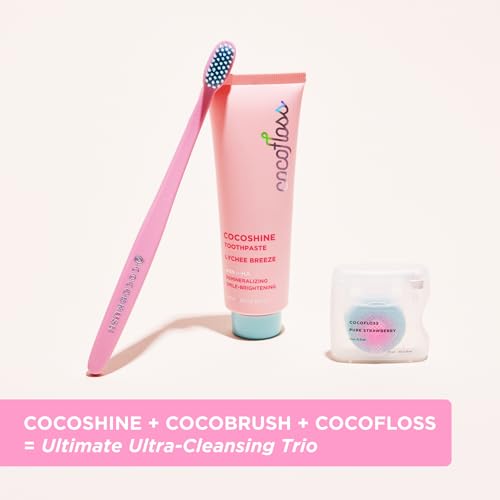 Cocofloss Cocoshine Whitening Toothpaste, Remineralize & Repair Sensitive Teeth, Fluoride-Free with n-HA, Kid-Friendly, Delicious Mint, 3.4 oz