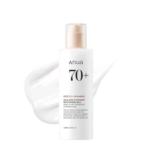 ANUA Rice 70 Intensive Moisturizing Milk, Lotion for Deep Hydration and Nourishing, Glowy Glass Skin, Rice Water, Niacinamide, Ceramides, Lightweight, Korean Skincare, 150ml/ 5.07 fl.oz.